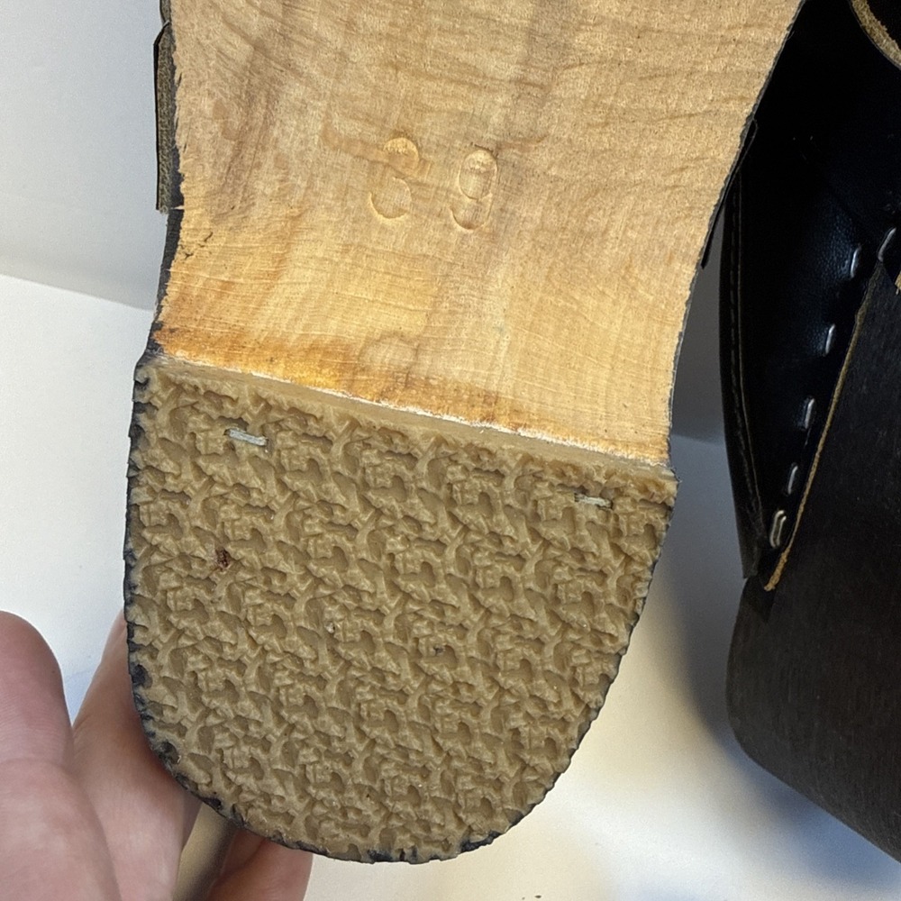 Simone Orthopaedic Clogs EU 39 / US 8-8.5 Black Leather Wooden Mules - Holland - Picture 11 of 12